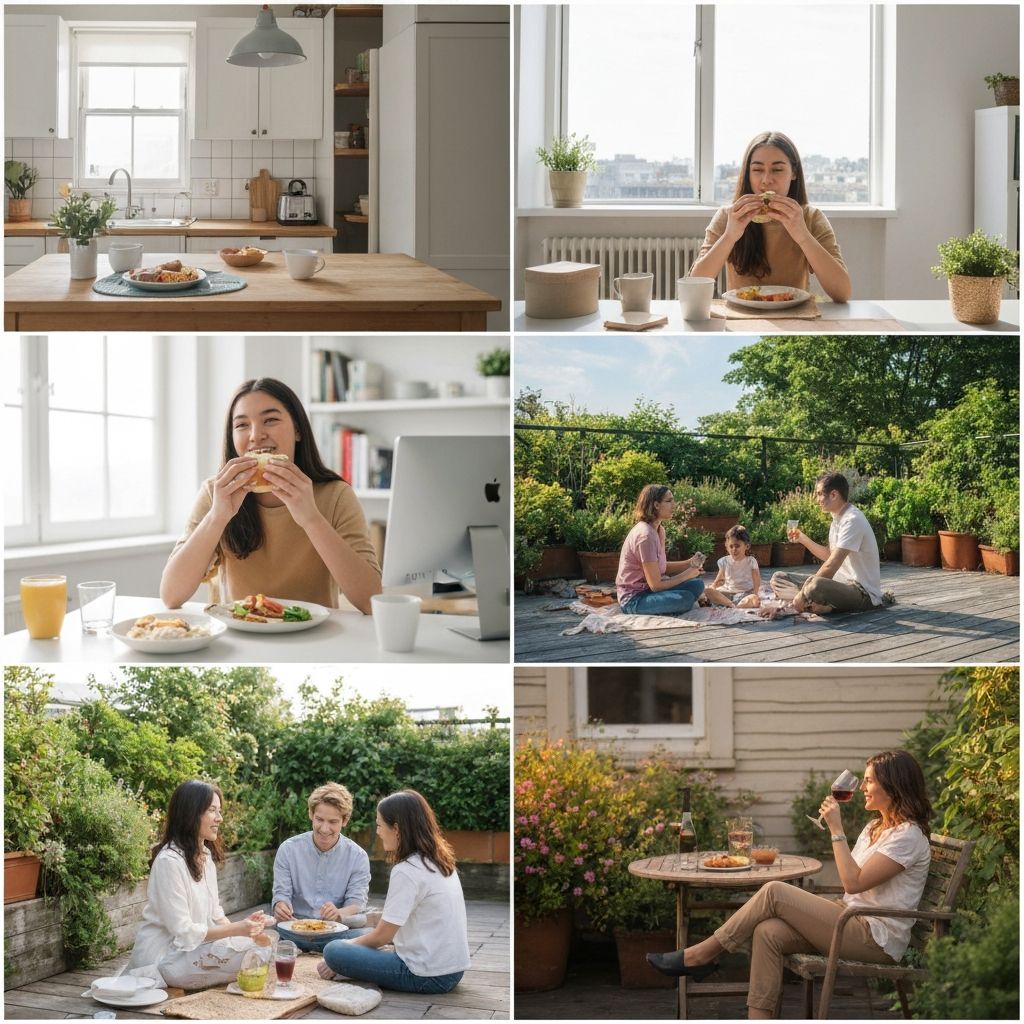 Verschiedene Orte für Mahlzeiten im Alltag